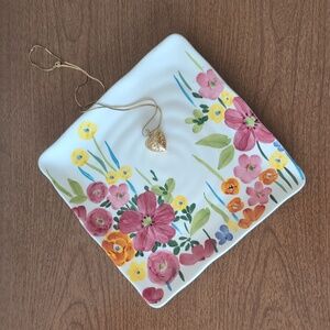 Vintage Floral Square Decorative Plate - 8.5" - AS IS / DAMAGE